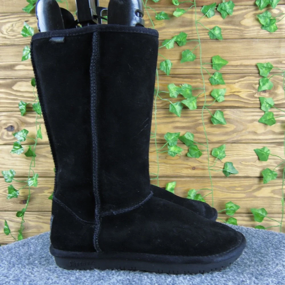 Skechers Australia Women 6‎ Black Suede Shearling Lined Tall Winter Boots Warm